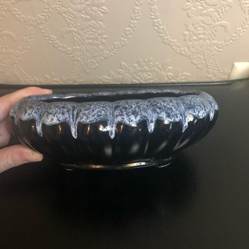 Vintage pottery planter black blue - Picture 2 of 7